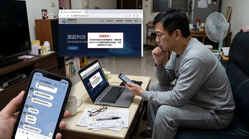 假冒瀾起科技詐騙平台介面與出金失敗截圖存證